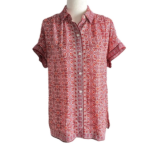 Max Studio Tops - Max Studio Womens Red Short Sleeve Button Up